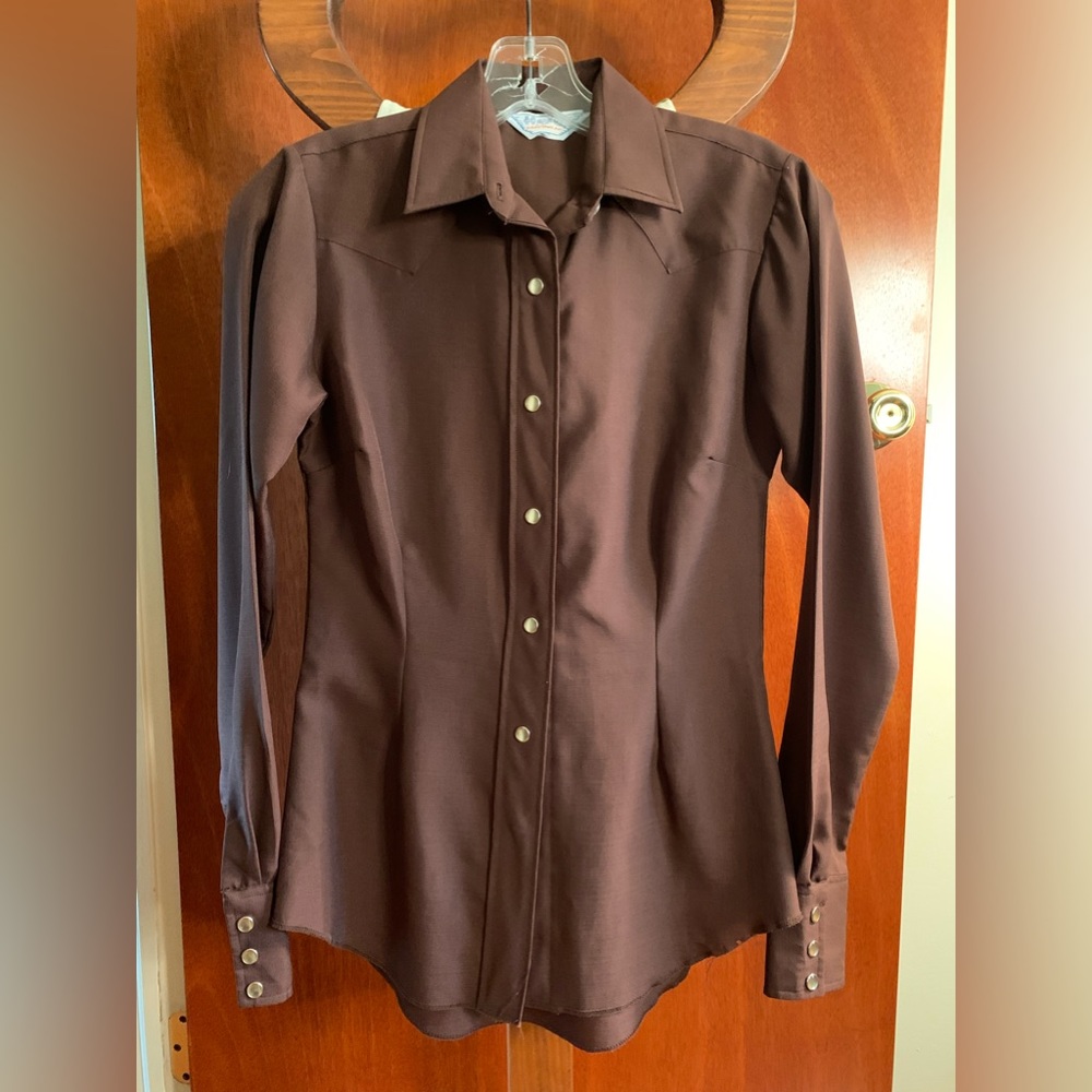 Vintage H Bar C Ranchwear, Pearl Snaps, Tailored, Women’s Shirt, Brown, Sz Sm